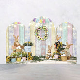 Aperturee - Colorful Wood Wall Bunny Easter Arch Backdrop Kit